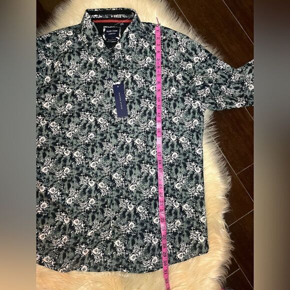 Silver Stone Collection Modern Fit Floral Long Sleeve Blue Shirt XXL  MSRP $149 - Picture 6 of 7